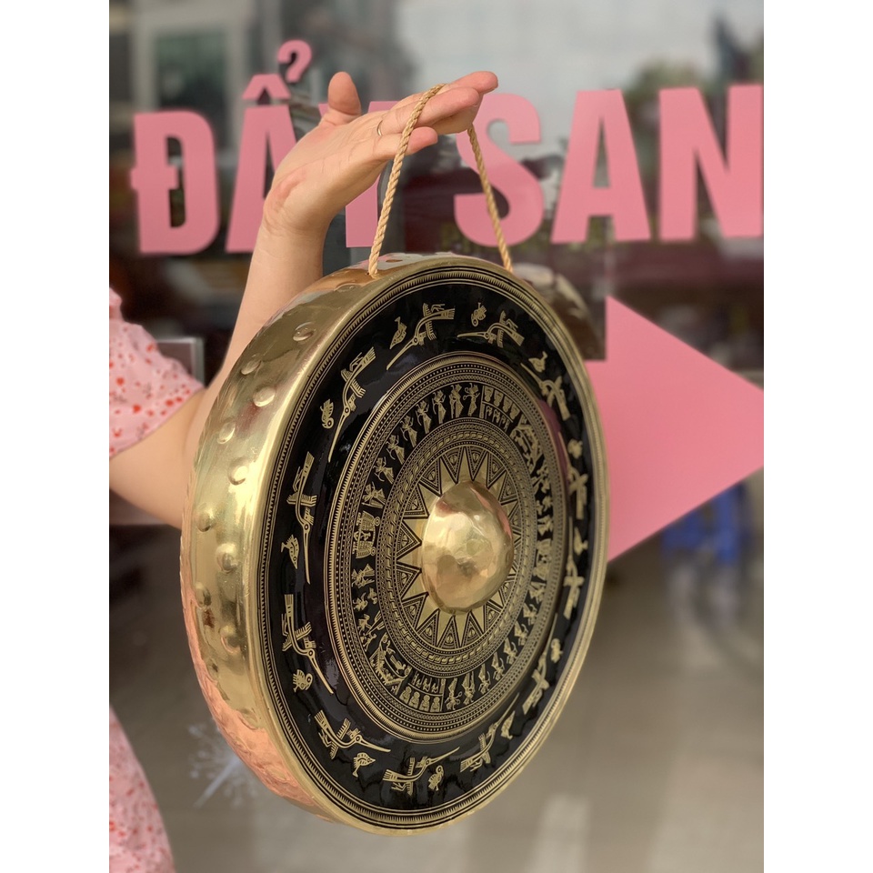 Chiêng đồng chạm khắc hoa văn trống đồng đủ size