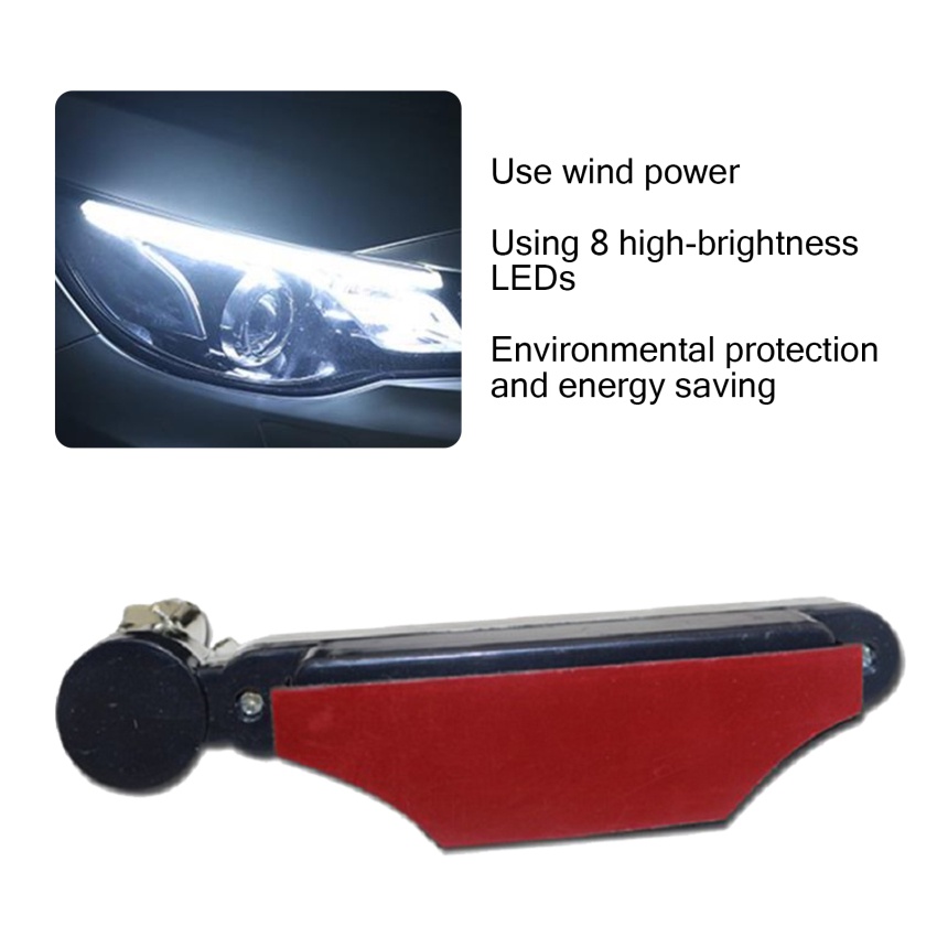 Đèn Pha DRL 8 LED Chạy Bằng Năng Lượng Gió Không Dây Cho Xe Hơi