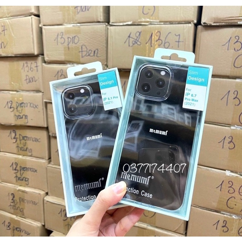 Ốp lưng Memumi Clear Slim Cho iPhone 15 Pro Max, 14 Pro Max, 14, 13 Mini,13/ 12/ 11/ Xs Max siêu mỏng trong cứng không ố