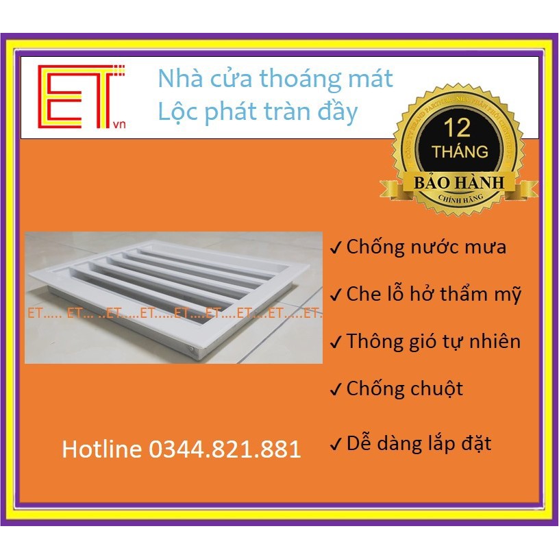 Chớp ô thoáng cửaLOUVER-450 CHỐNG HẮT MƯA đa năng, BH 12T cho quạt thông gió, lỗ thoáng, lam gió, chất liệu nhôm bền đẹp