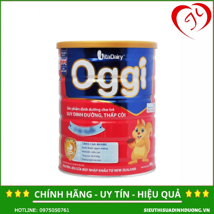 Sữa Oggi Gold 900g cho trẻ thấp còi, gầy yếu.