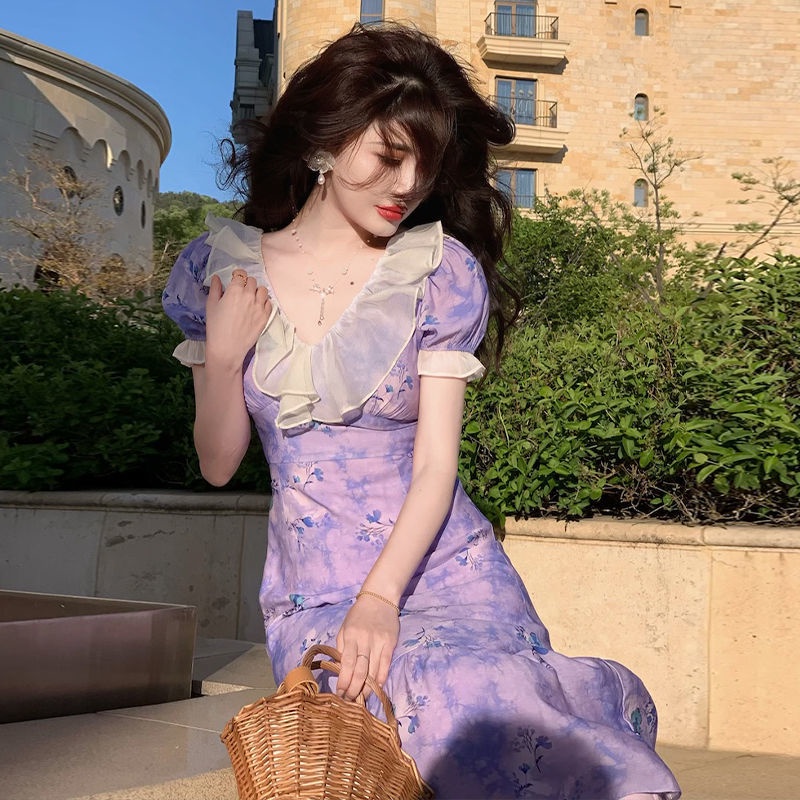 Đầm Midi Màu Tím Dáng Ôm Thời Trang Mùa Hè Xinh Xắn Cho Nữ