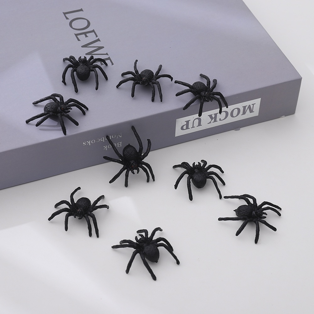 Set 10 Mô Hình Côn Trùng Giả Bằng PVC Màu Đen Vui Nhộn Trang Trí Halloween