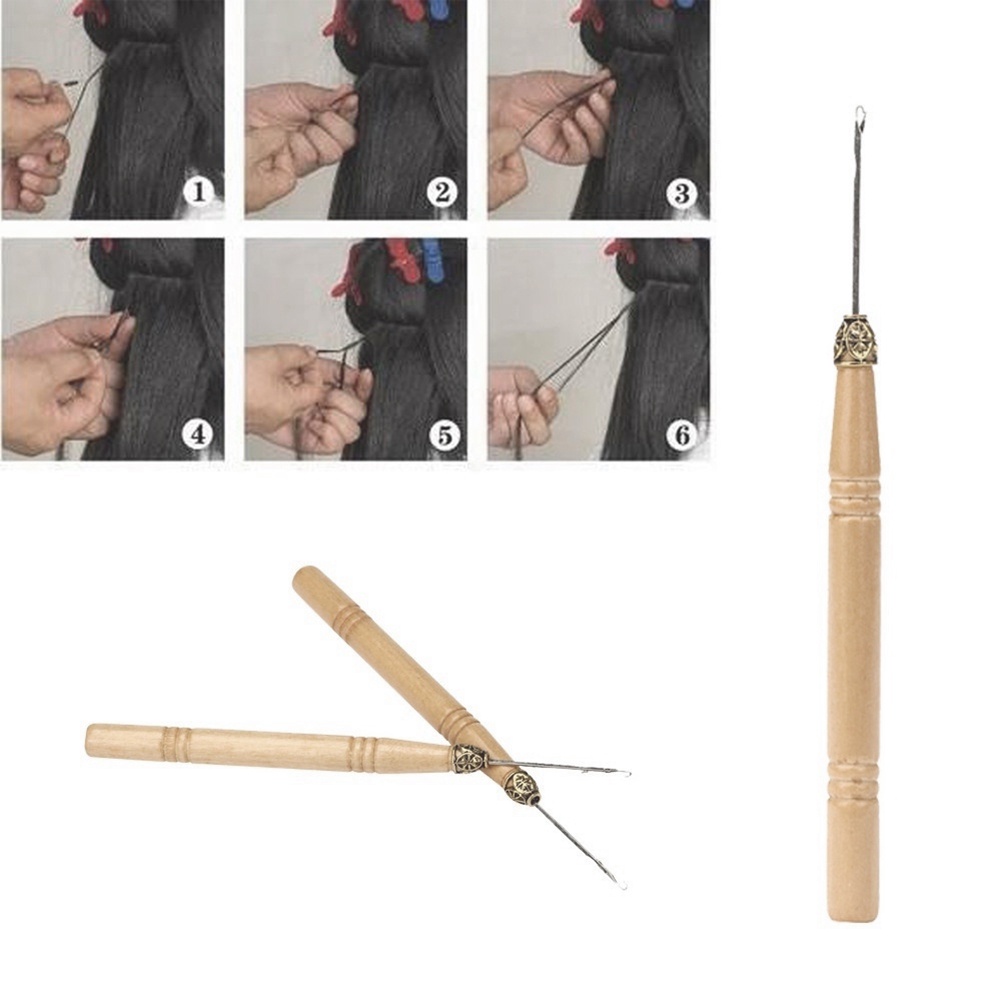 Set 6 cây kim móc đan len tay cầm bằng gỗ tiện dụng