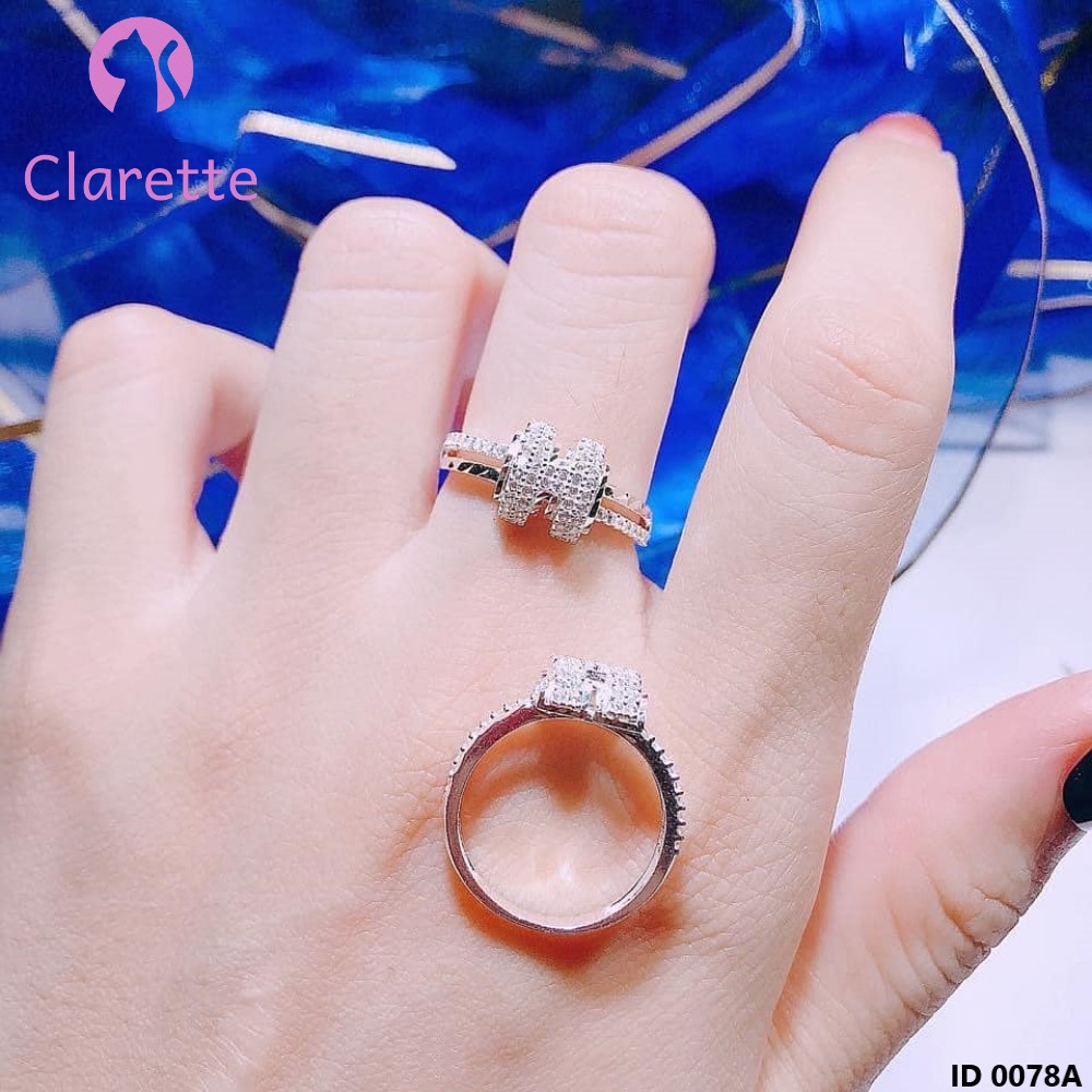 Bộ trang sức dây chuyền nhẫn bông tai bạc hình chữ H Clarette 0078A