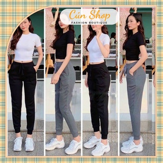 Quần jogger nữ dáng dài thể thao bo gấu lưng thun trẻ trung - Cún Shop