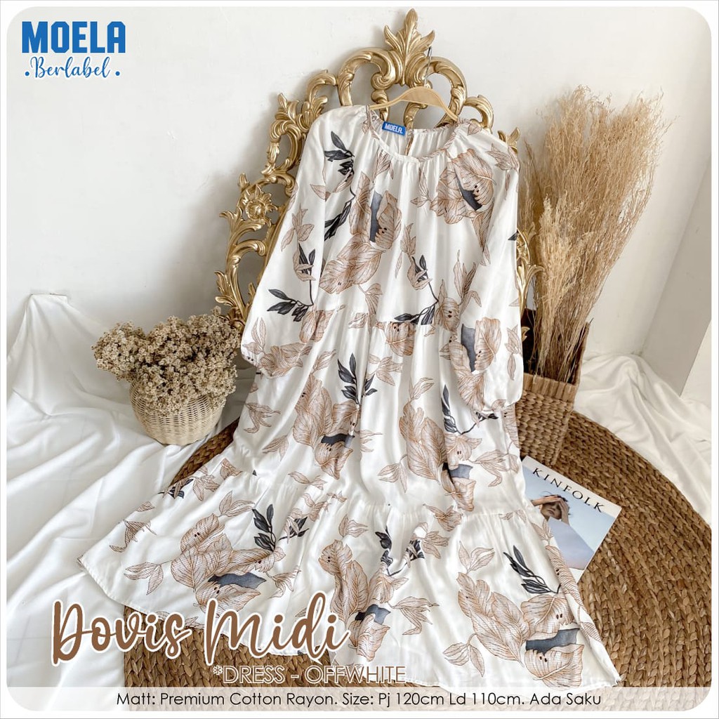 Đầm Midi Chất Liệu Vải Bố Moela Dovis Rayon