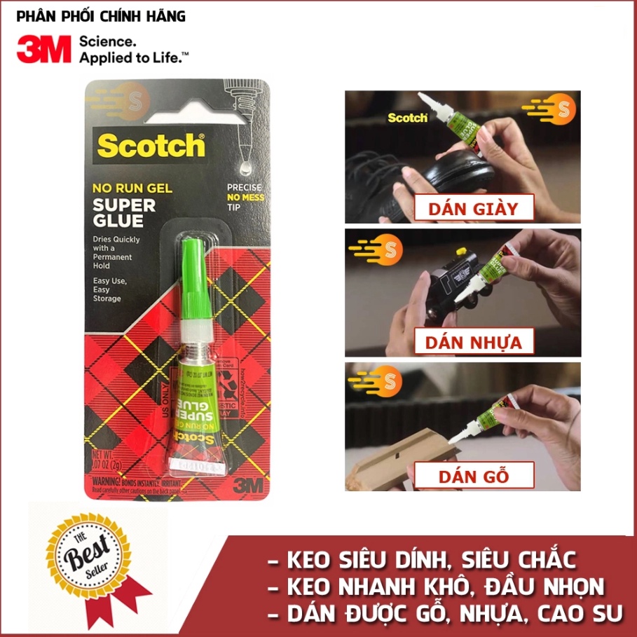Keo dán đa năng siêu dính dạng sệt nhanh khô 3M Scotch Supper Glue AD113 2g