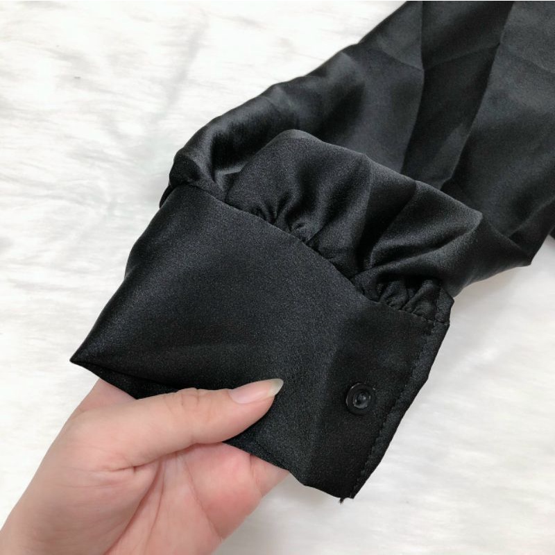 Sơ mi lụa bóng không nhăn Mẫu Hot phong cách Hàn Quốc