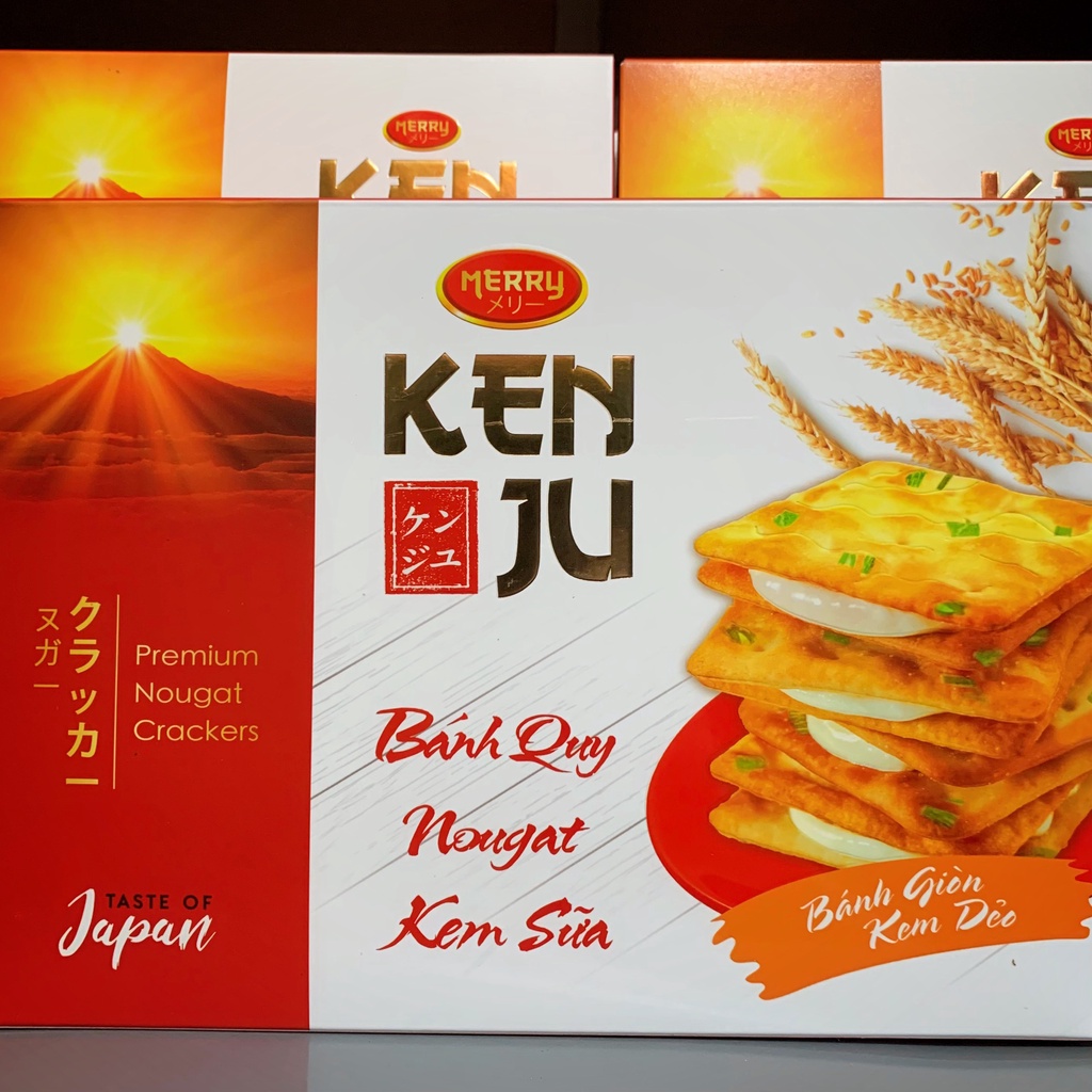Bánh Quy Hành Richy KenJu Vỏ Giòn Kem Dẻo Hương Vị Nhật Gói 186g/ Hộp 279g
