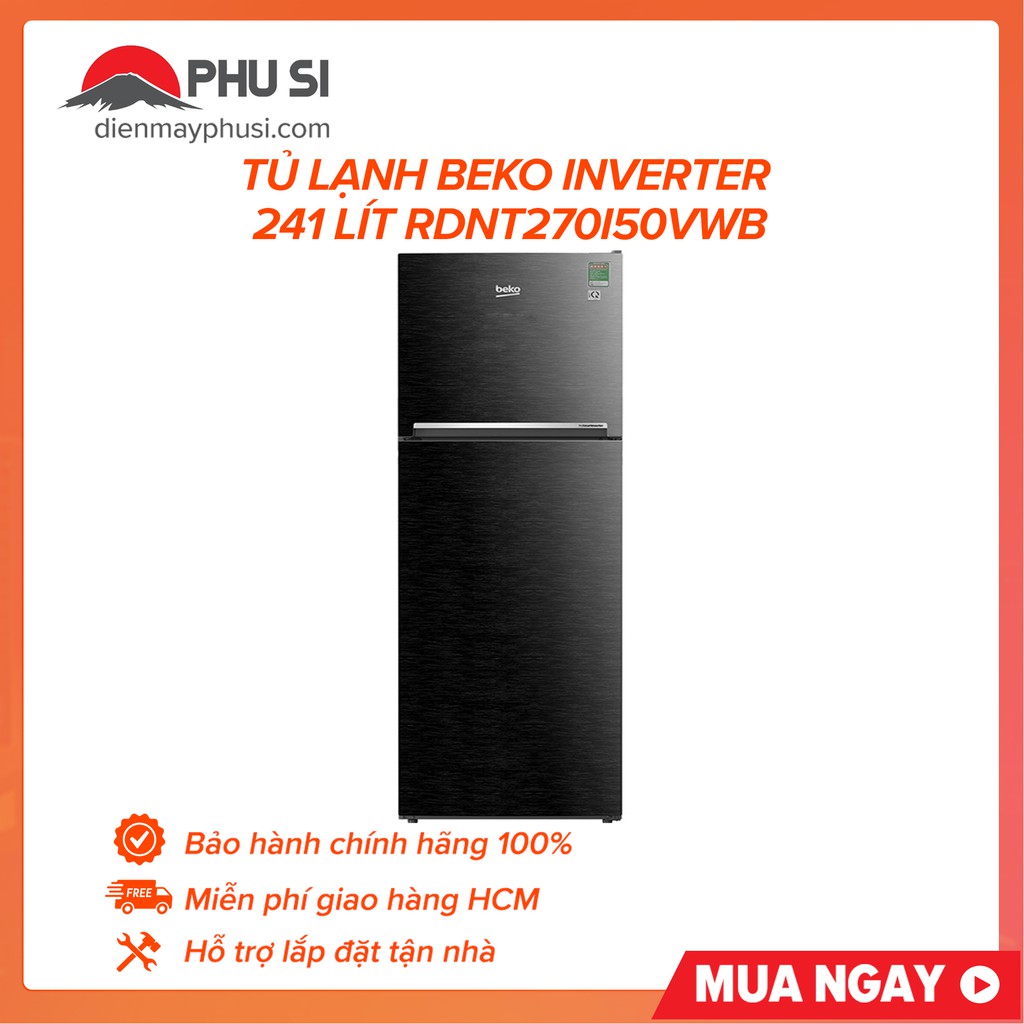 [Mã ELMS5TR giảm 5% đơn 5TR] [GIAO HCM] Tủ lạnh Beko RDNT270I50VWB, 241L, Inverter