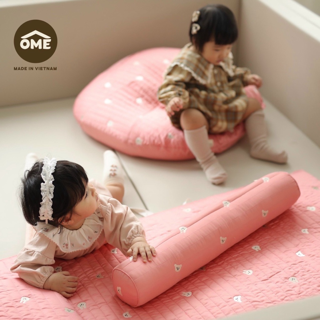 Gối ôm chần li thêu phong cách Hàn Quốc 60x12cm OME cao cấp