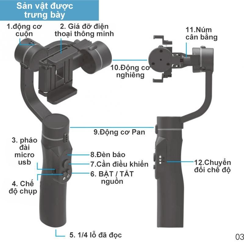 Gimbal cầm tay chống rung cho điện thoại-Tay Cam Quay Phim -NBH4YT