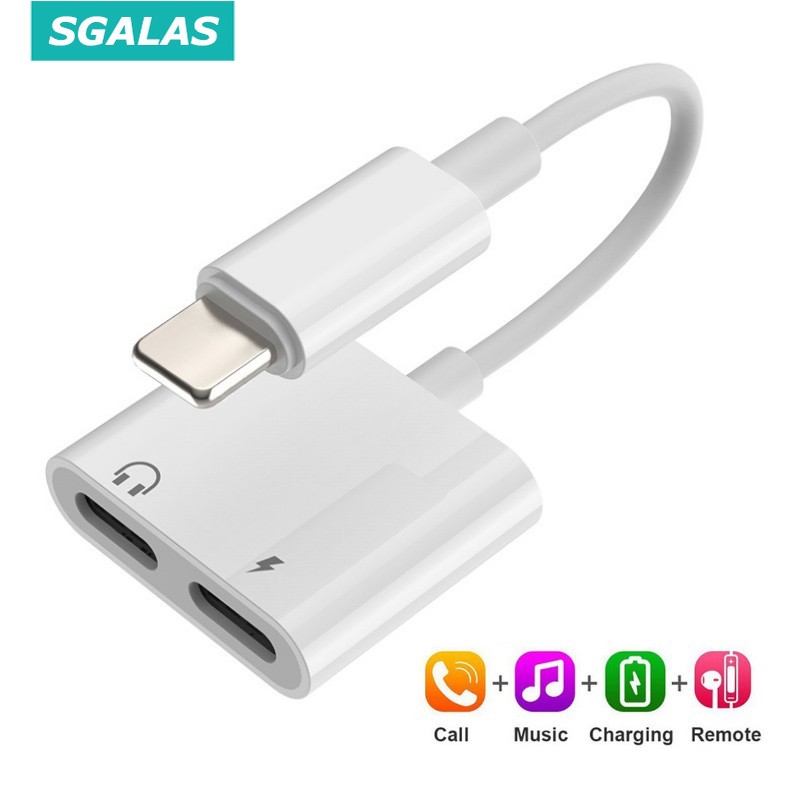 Đầu chuyển đổi âm thanh Sgalas 2 trong 1 từ cáp AUX sang hai cổng Lightning và tai nghe cho iPhone ipad