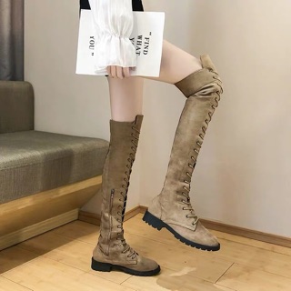 🖤 Boot đùi đan dây da lộn cao 3p 🖤 (+2% phí shopee thu )