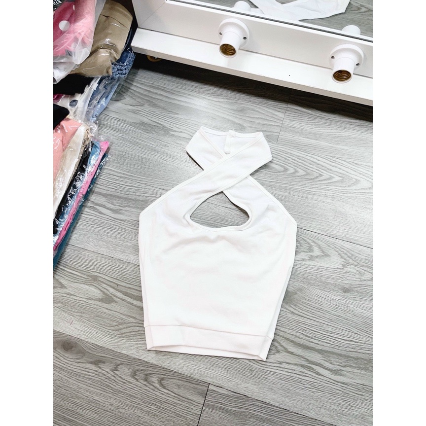 áo yếm xoắn chéo cổ giọt nước sexy cài 2 nút sau u