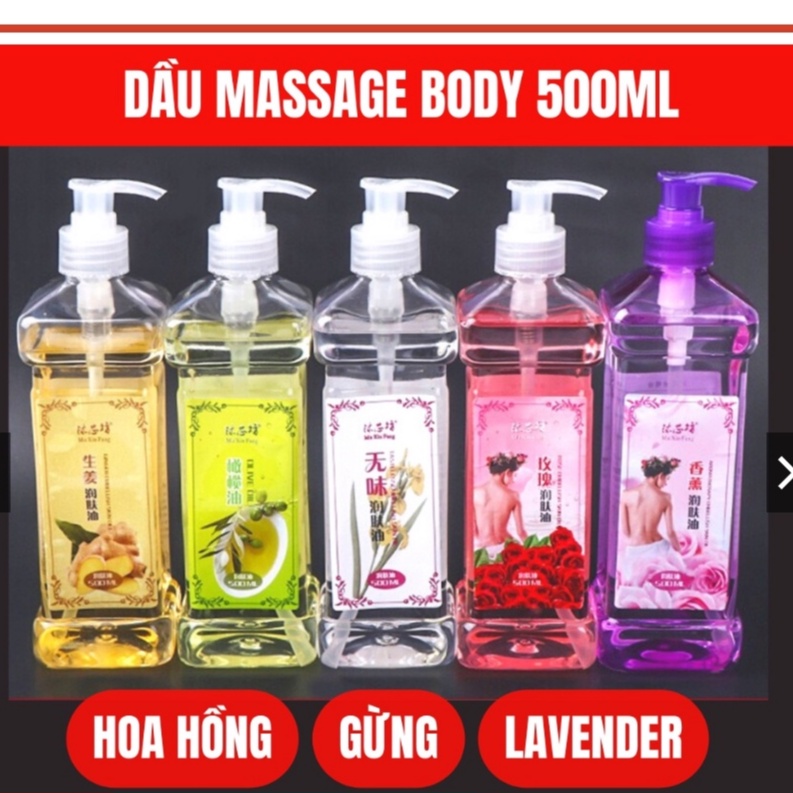 Tinh Dầu Massage, Body Thảo Dược Gừng Tinh Dầu Gừng Hoa Hồng Lawender.500ml