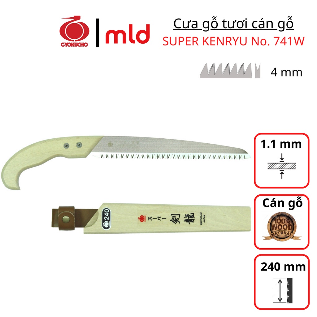 Cưa gỗ tươi chuyên dụng KENRYU 240mm, thương hiệu Gyokucho, Mã RZ741W [MADE IN JAPAN]