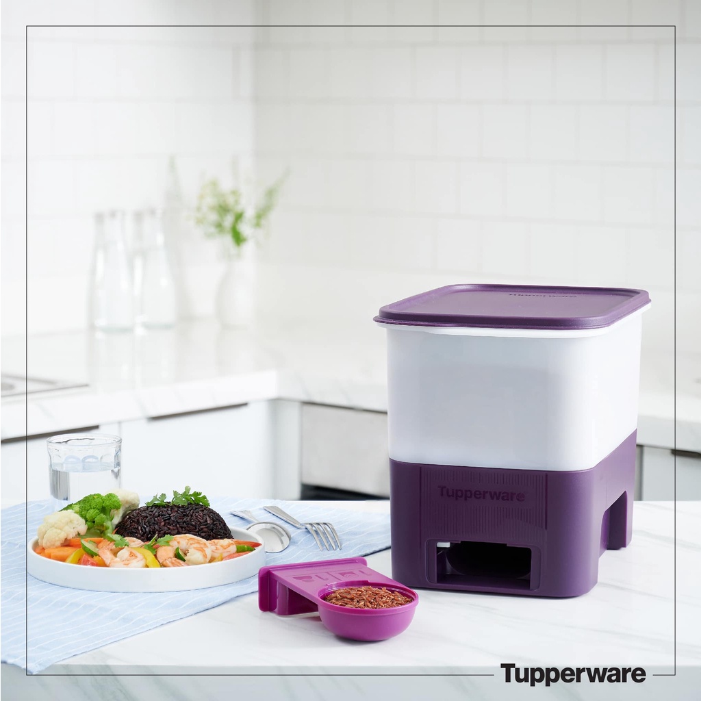 Thùng gạo Rice Smart Junior 5kg Tupperware không bị ẩm mốc, lấy gạo tiện lợi không bị mối mọt nhựa nguyên sinh an toàn