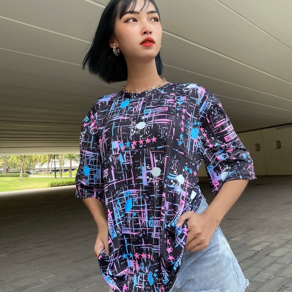 Áo Thun Tay Lỡ Dáng Áo Unisex Phông Rộng Cổ Tròn Áo Đôi Nam Nữ Ép Nhiệt Freesize Ảnh Thật