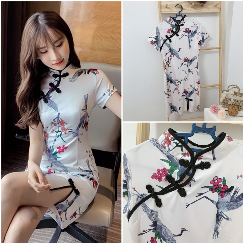 Sườn xám hạc sơn thuỷ siêu đỉnh