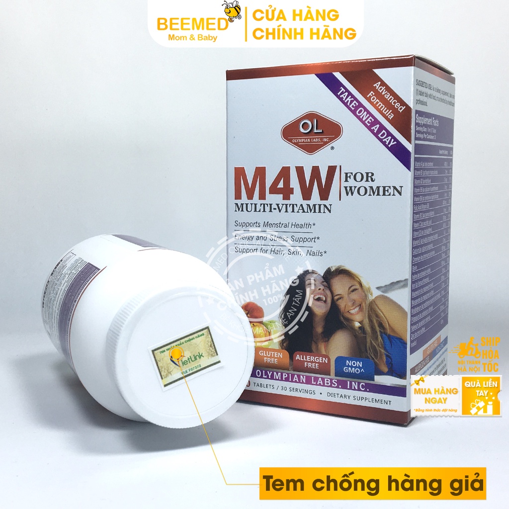 Viên Uống Bổ Sung Vitamin - Cho Nữ và Nam Olympian Labs M4W Multi Vitamin For Women - M4M Multi Vitamin For Men Hộp 30v