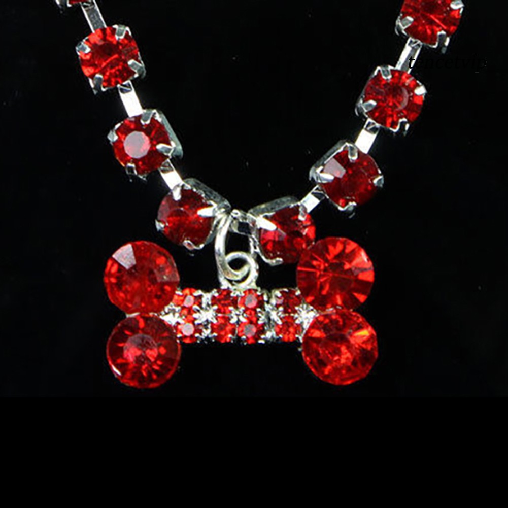 vòng cổ Mặt Hình Khúc Xương Đính Đá Dễ Thương Cho Thú Cưng