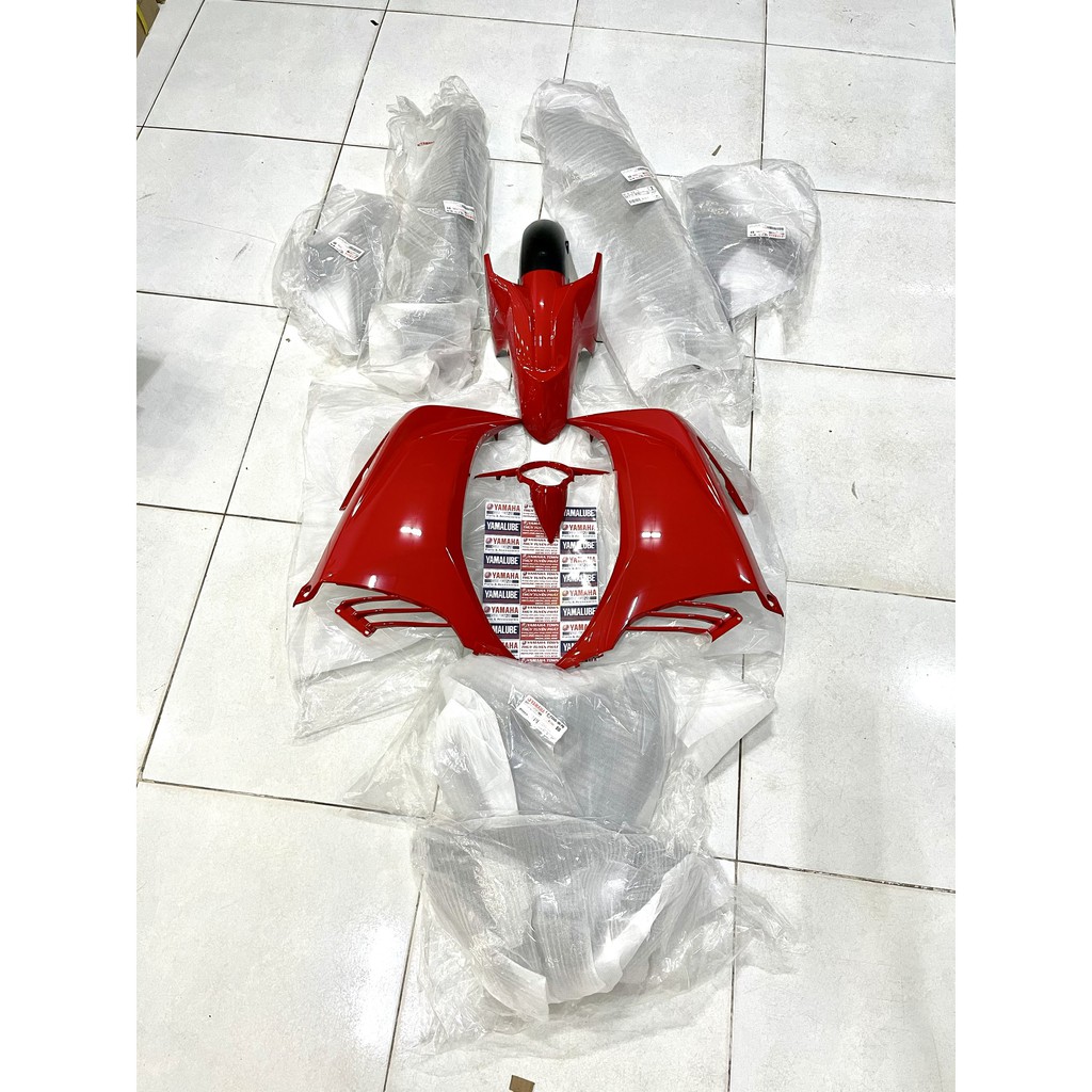 DÀN ÁO MỦ SƠN BÓNG ĐỎ ĐEN EX 135 - 2011 - 2014 10 MÓN ZIN CHÍNH HÃNG YAMAHA