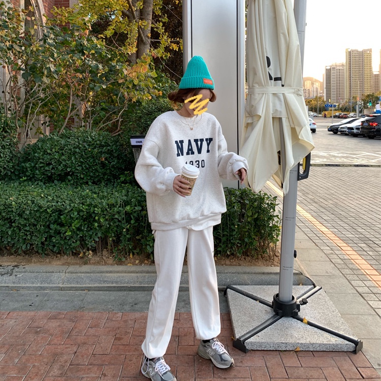 Porozi  Áo sweater cổ tròn tay dài dáng rộng phong cách thời trang hàn quốc cho nữ