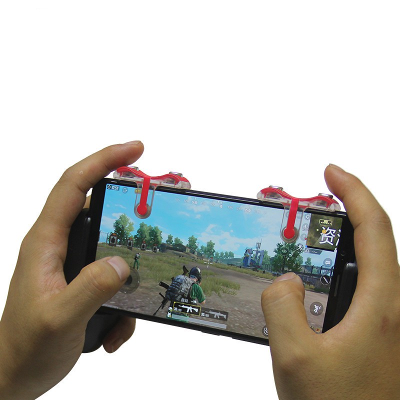 Bộ 2 nút bấm chơi game bắn súng PUBG, ROS Dòng G9 cam ứng nút thép đỏ trên điện thoại