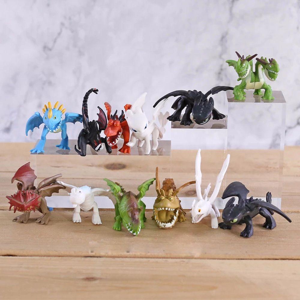 Set 12 Mô Hình Búp Bê Hoạt Hình Bí Kíp Luyện Rồng Trang Trí Bàn Làm Việc