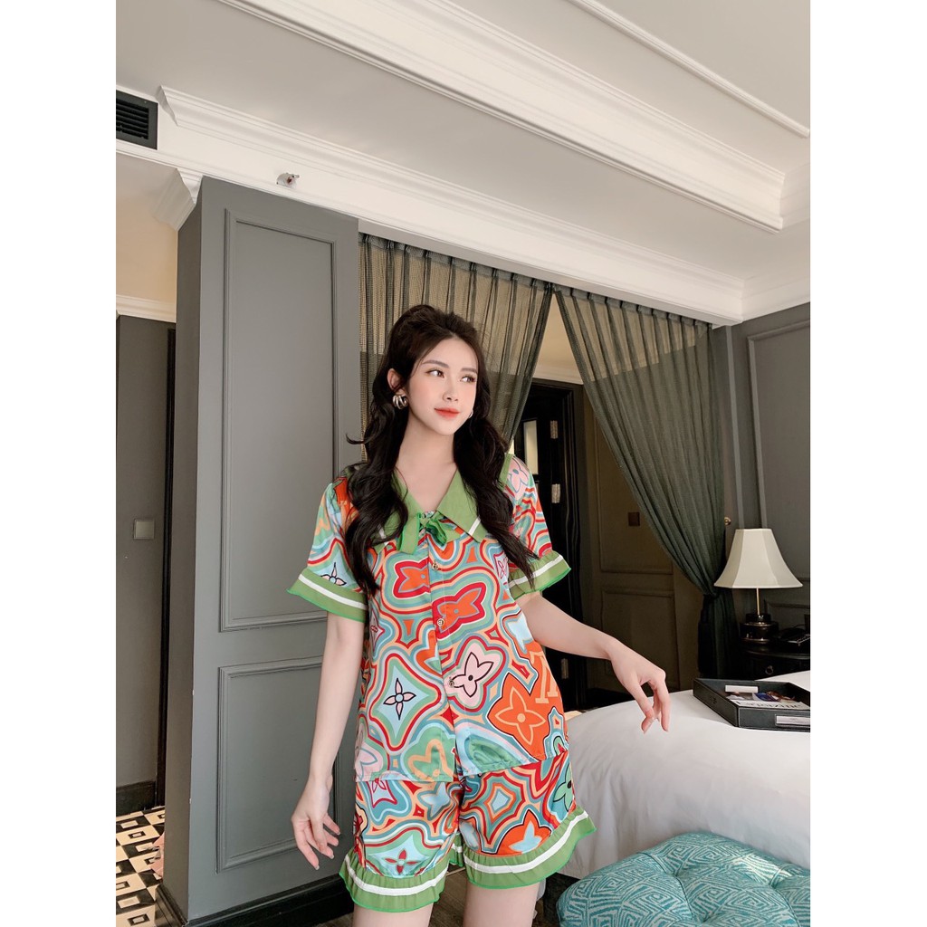 Pijama Tiểu Thư Đùi Đồ Bộ Mặc Nhà Lụa Satin Cao Cấp