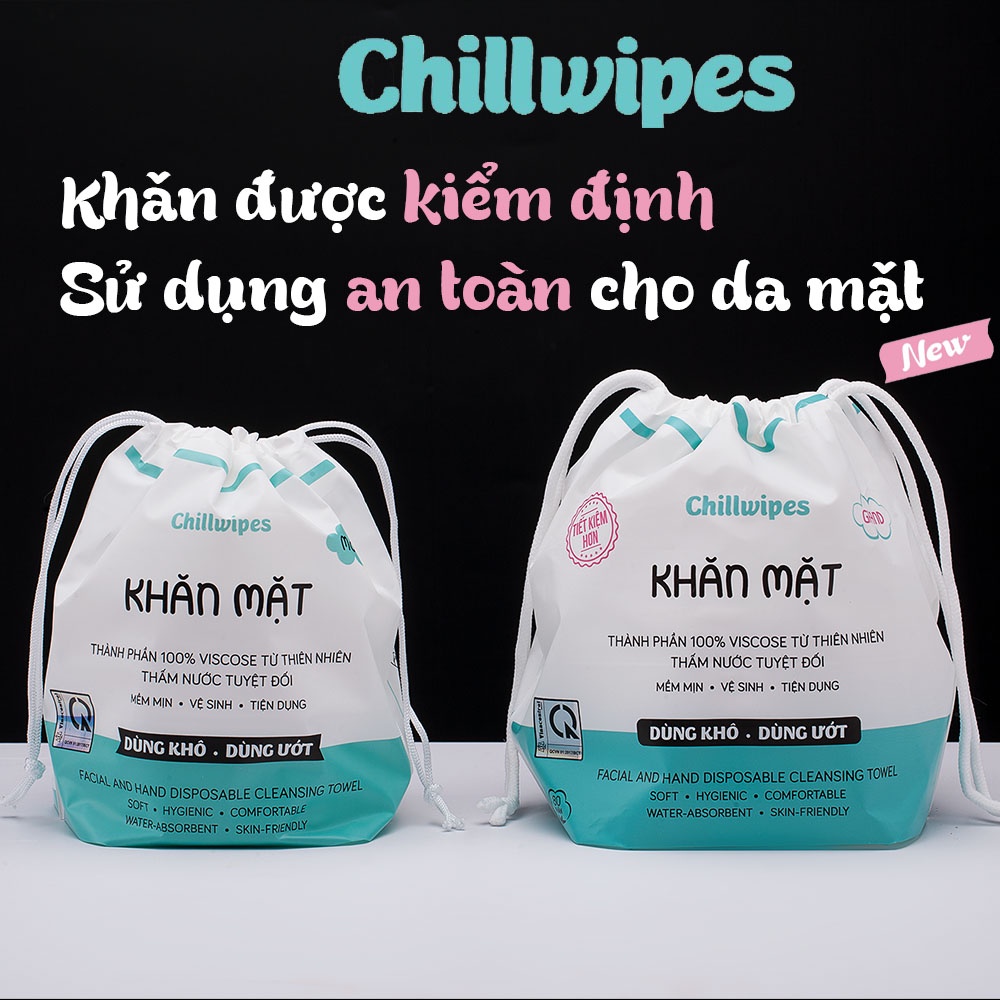 Khăn mặt khô Chillwipes dùng 1 lần lau khô, lau ướt - Giấy lau mặt dùng một lần