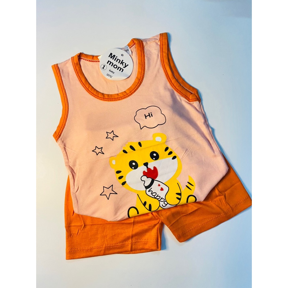 Bộ ba lỗ in hình chú hổ con đáng yêu Minky Mom cho bé 6-18kg - LUMOS KIDS
