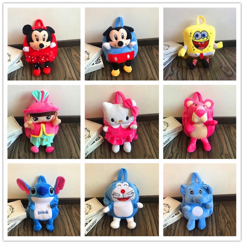 Balo cho bé trai - gái mầm non hoạt hình , ba lô trẻ em mẫu giáo động vật chất nhung mịn siêu ngộ nghĩnh.