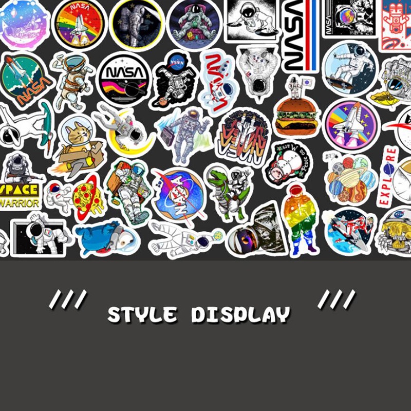 Bộ 50 Miếng Dán Hình Phi Hành Gia Hoạt Hình Cổ Điển Chống Thấm Nước Cho Bé