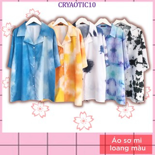 Tổng hợp áo sơ mi tay lửng loang màu unisex
