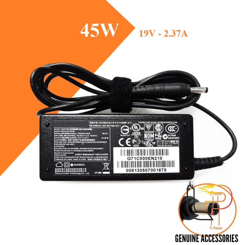 BỘ SẠC LAPTOP TOSHIBA 19V-2.37A - ADAPTER LAPTOP TOSHIBA 19V-2.37A