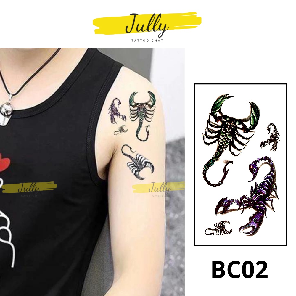 Hình xăm dán tạm thời bọ cạp mini, chống nước, an toàn bền đẹp JULLY Tattoo chất