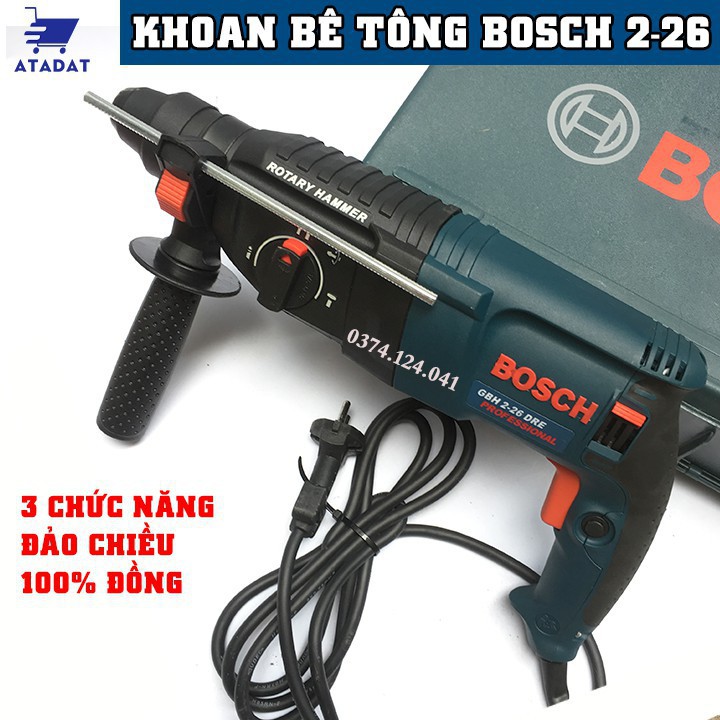 KHOAN BÊ TÔNG GÀI BOSCH 2-26 DRE 3 chức năng - khoan bê tông, tường, gỗ, sắt - công suất 800W - 100% đồng