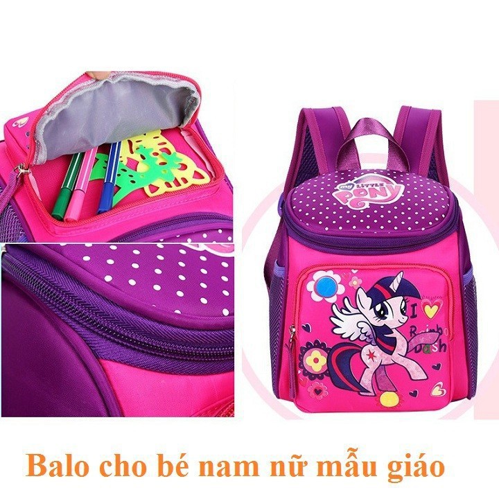 Balo Mẫu Giáo Cho Bé Trai Bé Gái, Balo Pony Cho Bé 1- 5 Tuổi Siêu Nhẹ Bền Đẹp ( Hằng Sẵn)