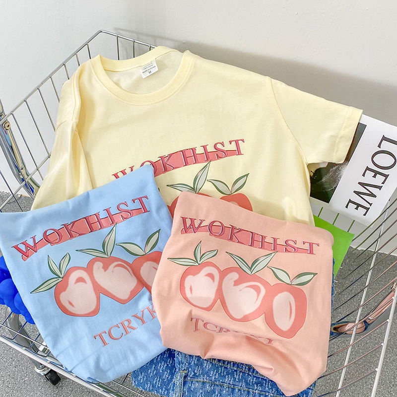 Áo Thun cotton Tay Ngắn Dáng Rộng Phong Cách Hàn Quốc Mới