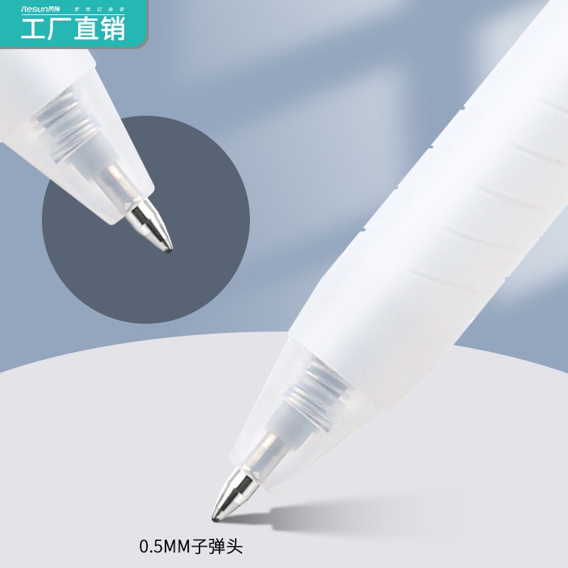 Bút bi bấm trong suốt trắng trong siêu xinh M5