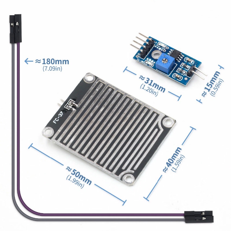 1set/lot Snow/Raindrops Detection Sensor Module Rain Weather Module Humidity Mô đun cảm biến nước mưa có dây cáp cho Arduino