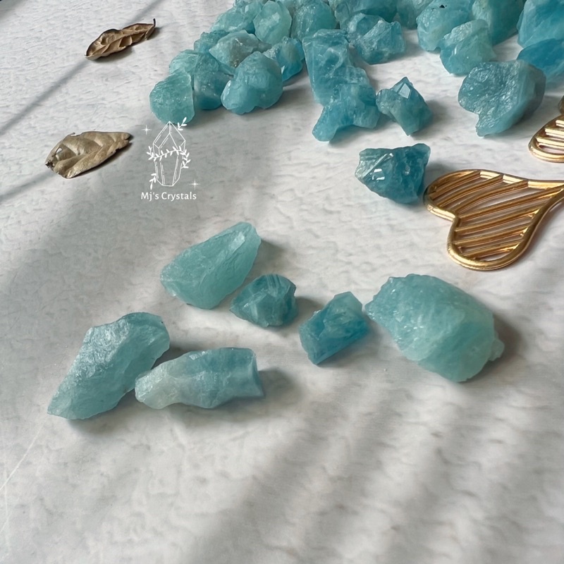 Đá thô Aquamarine màu xanh đẹp, size làm handmade, sưu tầm, reiki, thanh tẩy, thiền định