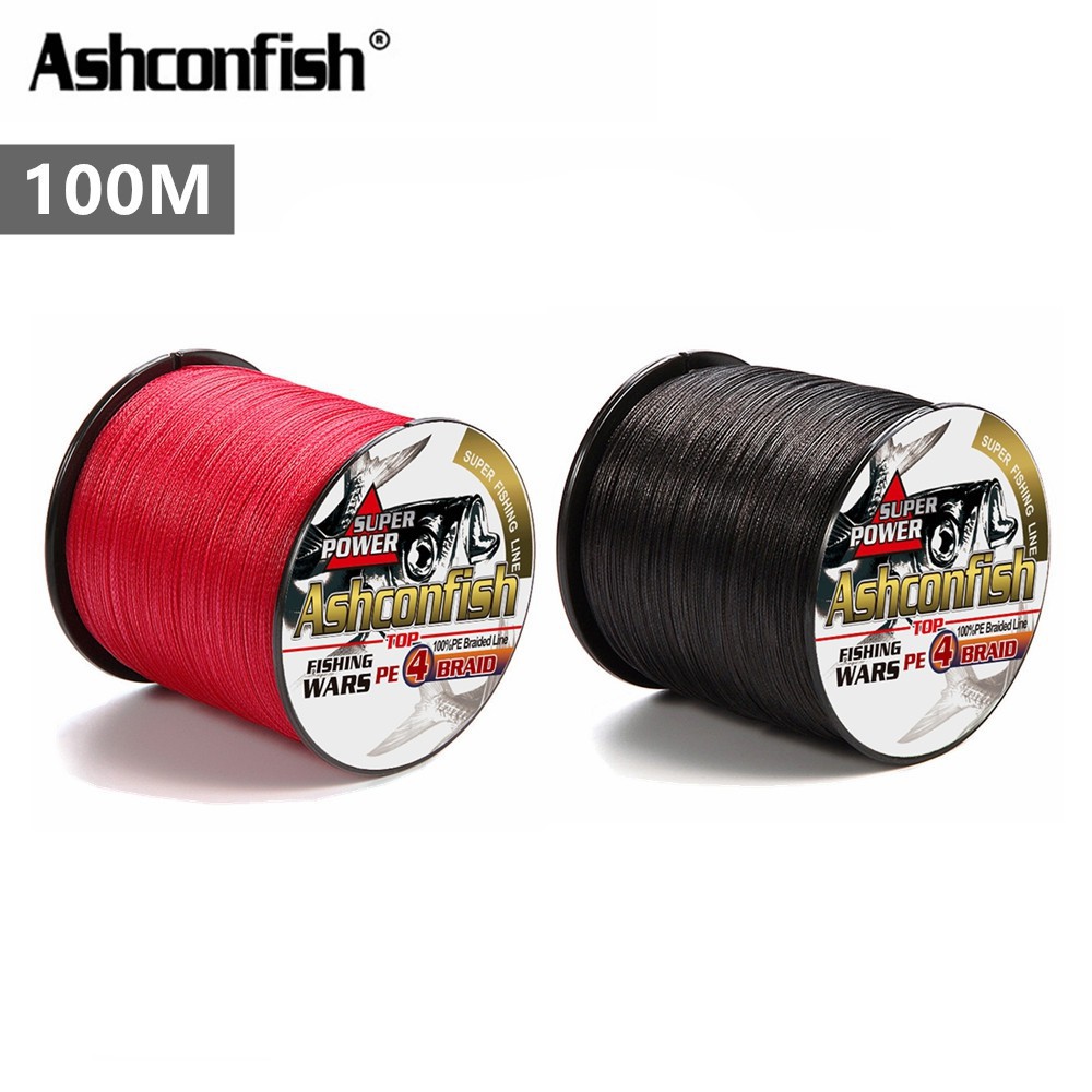Ashconfish 4 Sợi 100M Cuộn Dây Câu Bện Cá Bằng X4 PE Siêu Bền Siêu Chắc ĐỦ SIZE Màu đỏ đen