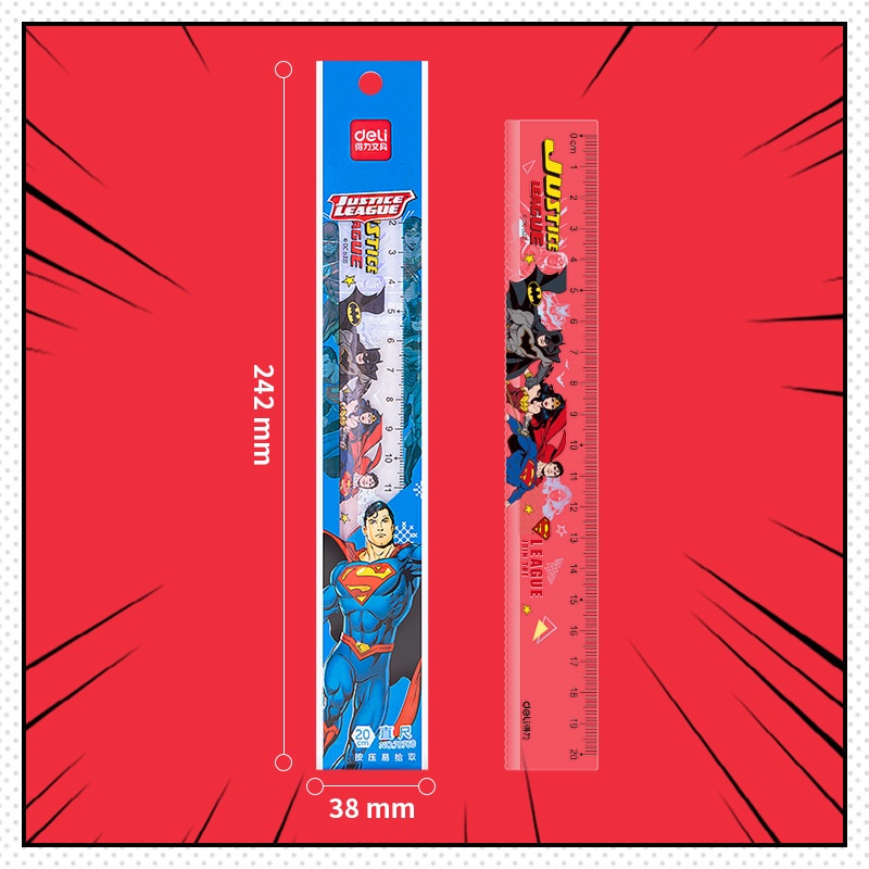 Thước nhựa Deli in hình siêu nhân - 15/20cm - 79759/79760