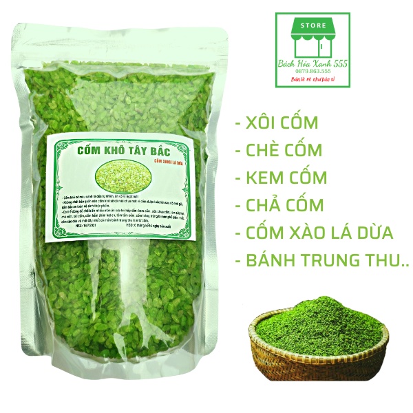 Cốm Khô Tây Bắc, Cốm Xanh Lá Dứa KHÔNG CHẤT BẢO QUẢN cực ngon - 1kg