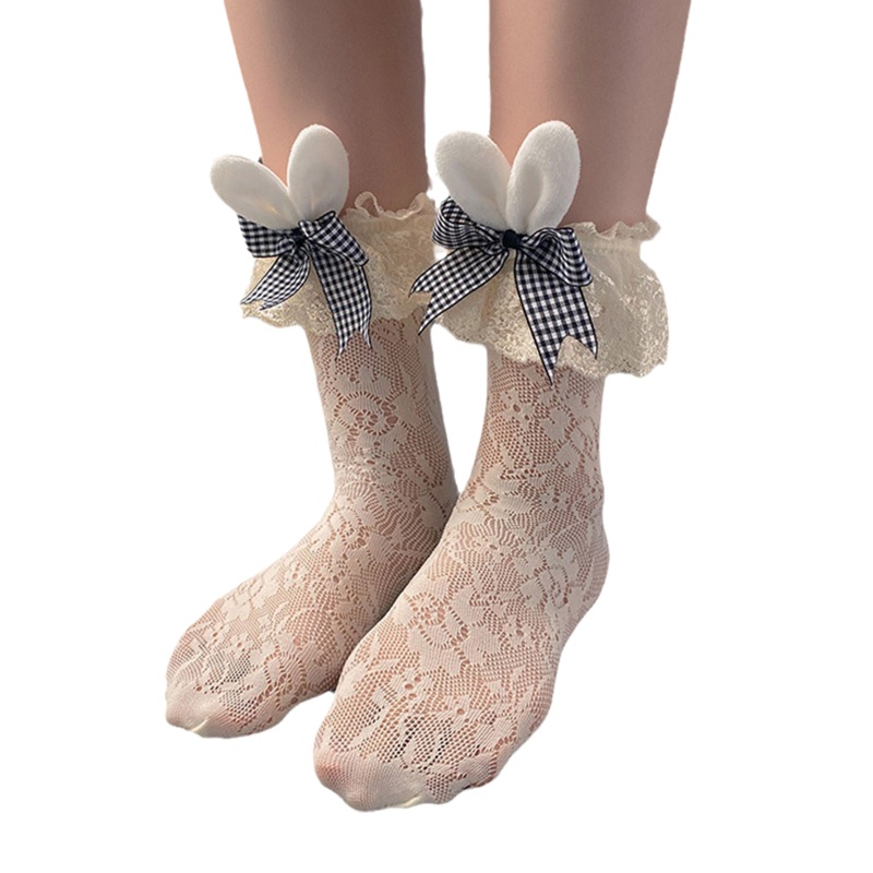 Youyo Vớ Lưới Phối Ren Đính Nơ Phong Cách Lolita Nhật Bản Dễ Thương Cho Nữ