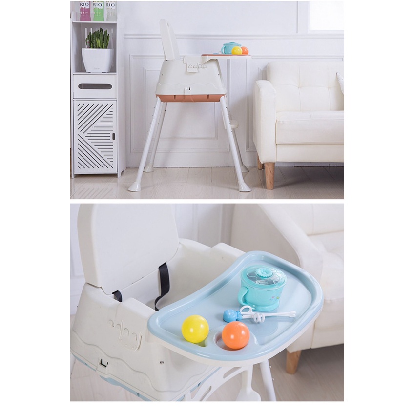 GHẾ ĂN DẶM HANBEI CHO BÉ 3IN1 ĐẦY ĐỦ BÁNH XE VÀ ĐỆM